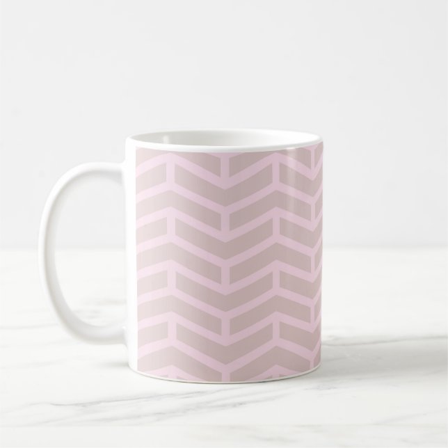 Taza De Café Crisp Sharp Flechas opuestas Chevron Pink Neutral (Izquierda)