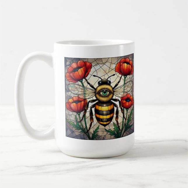 Taza De Café Cristal de abeja de burbujas vibrante ojo de flor  (Izquierda)