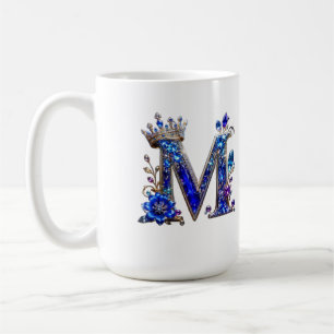 Taza De Café Cristal de Zafiro Real M Corona Monograma