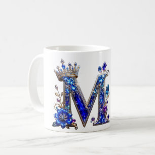 Taza De Café Cristal de Zafiro Real M Corona Monograma