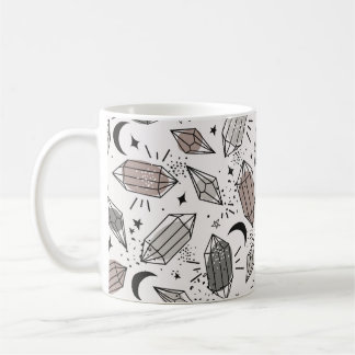 Taza De Café Cristales, luna, estrellas, dibujados a mano que s