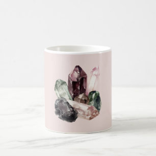 Taza De Café Cristales Rosa de Cuarzo Rosa Burdeos Verde