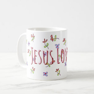 Taza De Café Cristianas Jesús Me Ama Femenino Floral 