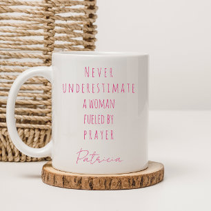Taza De Café Cristiano Alimentado Por La Oración Nombre Persona