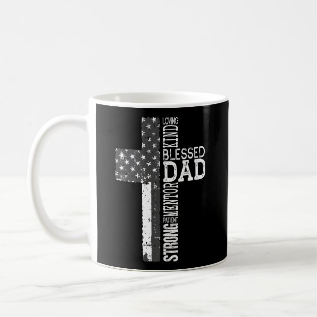 Taza De Café Cristiano Bendito Padre Bandera Americana Fausto R (Izquierda)