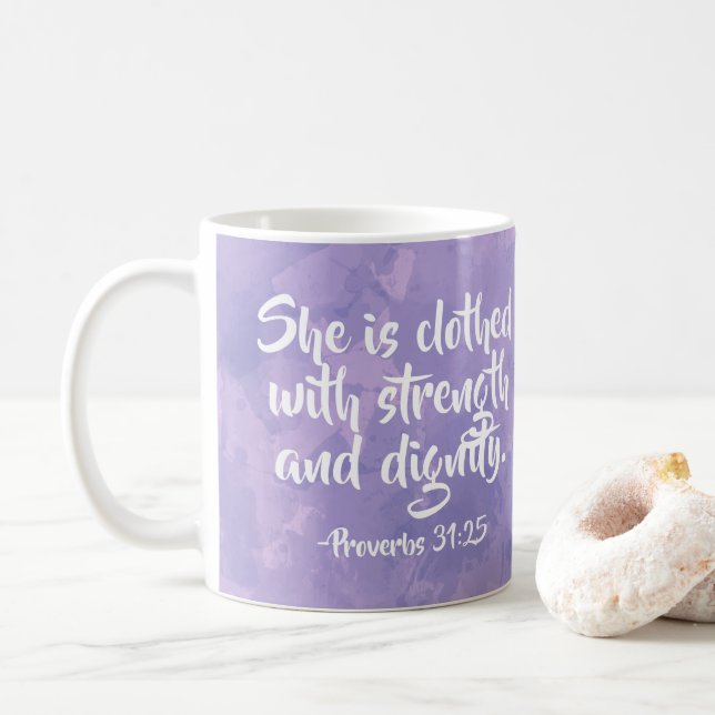 Taza De Café Cristiano de la biblia de los proverbios 31 de la (Con donut)