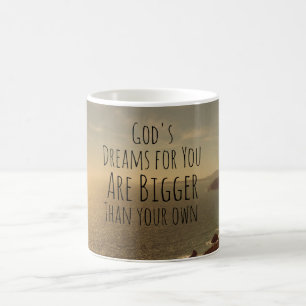 Taza De Café Cristiano inspirador cita los sueños de Dios por t