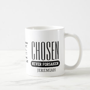 TAZA DE CAFÉ CRISTIANO PERSONALIZADO ELEGIDO NUNCA ABANDONADO
