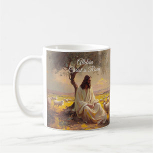 Taza De Café Cristo ha resucitado Pascua Vintage Cristiano Reli