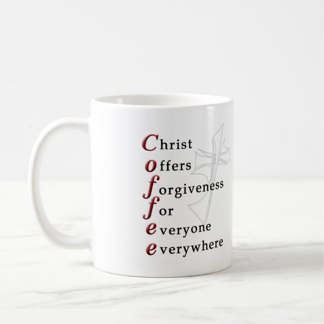 Taza De Café Cristo ofrece el perdón para cada uno por todas (Izquierda)