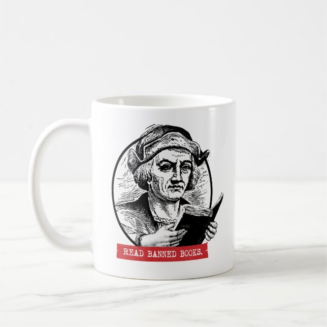Taza De Café Cristóbal Colón Lee Libros Prohibidos (Izquierda)