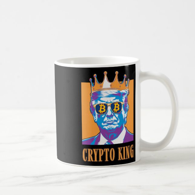 Taza De Café Crítica sarcástica El Rey Trump Bitcoin Confía En  (Derecha)