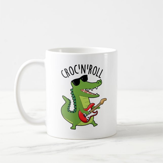 Taza De Café Croc N Roll Gracioso Crocodile Pun (Izquierda)