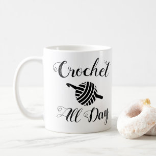 Taza De Café Crochet All Day ・ Yarn Ball & Hook Crafting