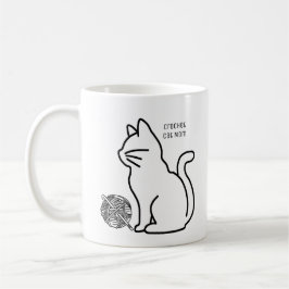 Taza De Café Crochet Cat Mom Line Art