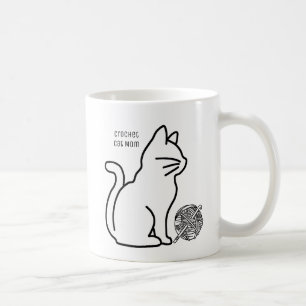 Taza De Café Crochet Cat Mom Line Art