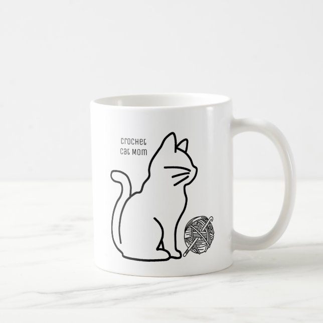 Taza De Café Crochet Cat Mom Line Art (Derecha)