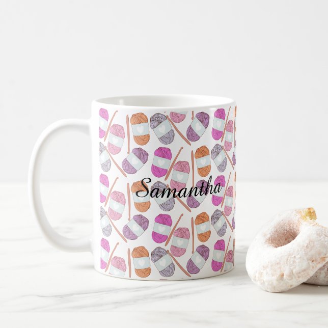 Taza De Café Crochet Craft Yarn (Con donut)