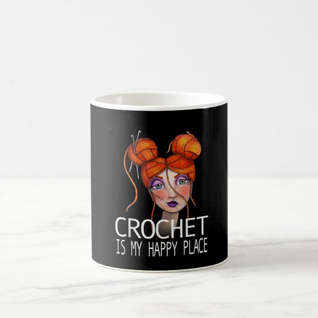 Taza De Café Crochet Es Mi Lugar Feliz, Gracioso Regalo Crochey (Centro)