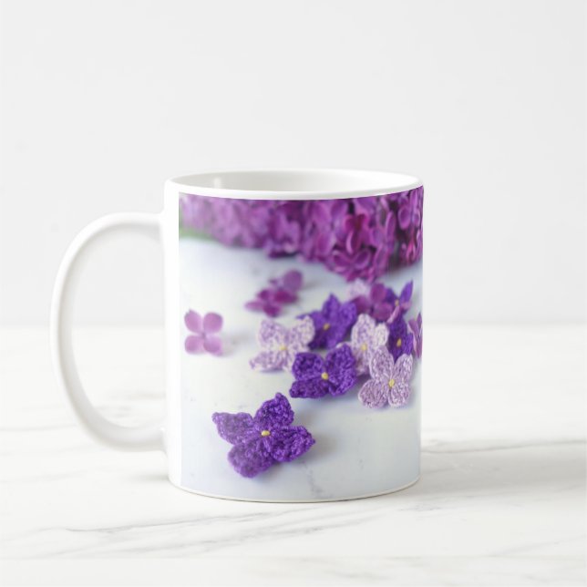 Taza De Café Crochet Lilac Flores café Mug (Izquierda)