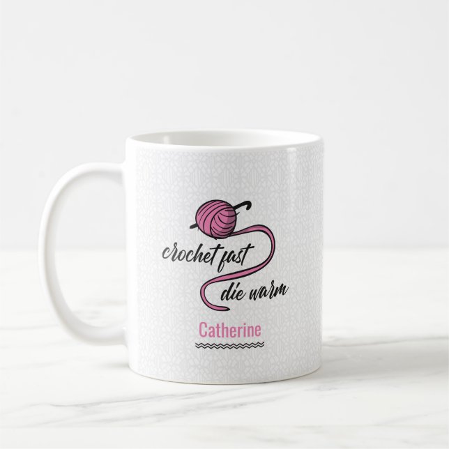 Taza De Café Crochet rosa rápido, muere cálido (Izquierda)