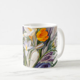 Taza De Café Crocus Spring Flower Botanical Floral Art