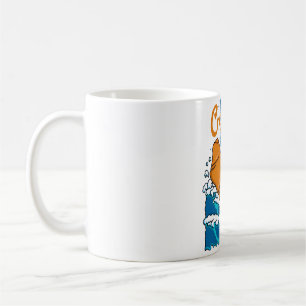 Taza De Café Croissant y Cat en la ola