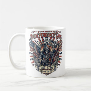 Taza De Café Cromado Patriótico Segador Patriota Oscuro Esquele