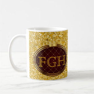 Taza De Café CRONES DE ORO RETRO de botón + tu monograma