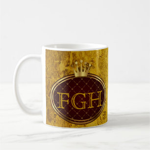 Taza De Café CRONES DE ORO RETRO de botón + tu monograma