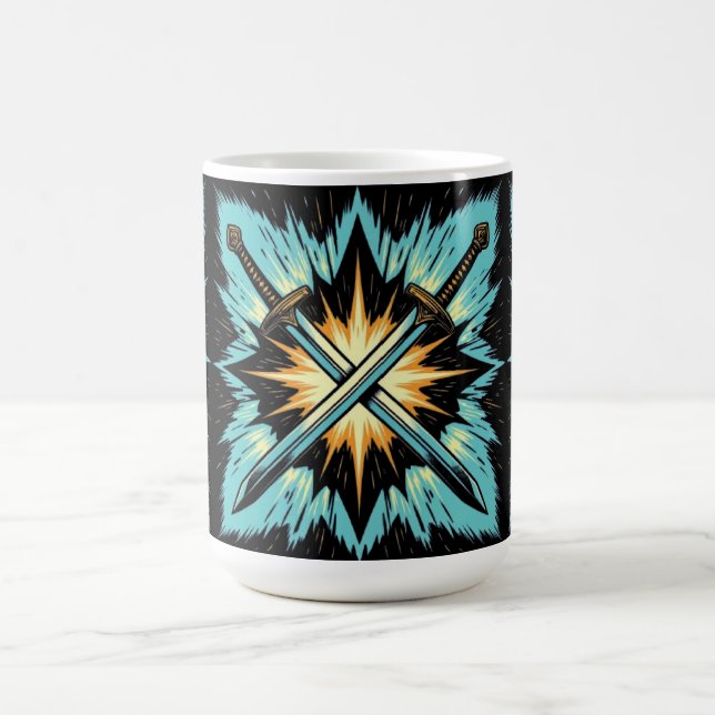 Taza De Café Crossed Fantasy Arrows with Glowing Energy – Dynam (Centro)