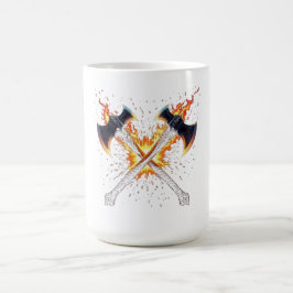 Taza De Café Crossed Fantasy Axes with Fiery Energy – Powerful 