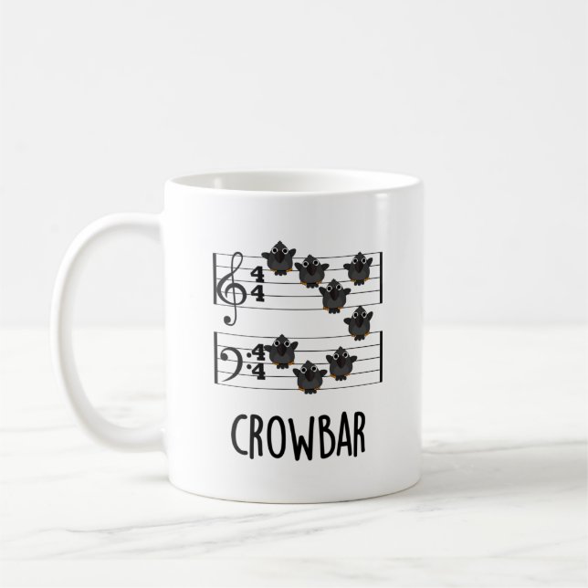 Taza De Café Crow Bar Funny Music Bird Pun (Izquierda)