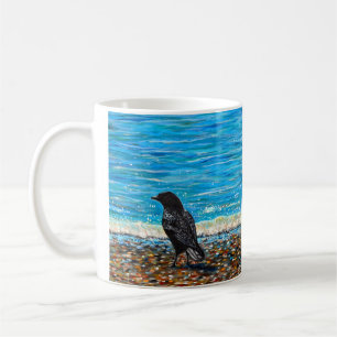 Taza De Café Crow en el cuadro de la playa 2