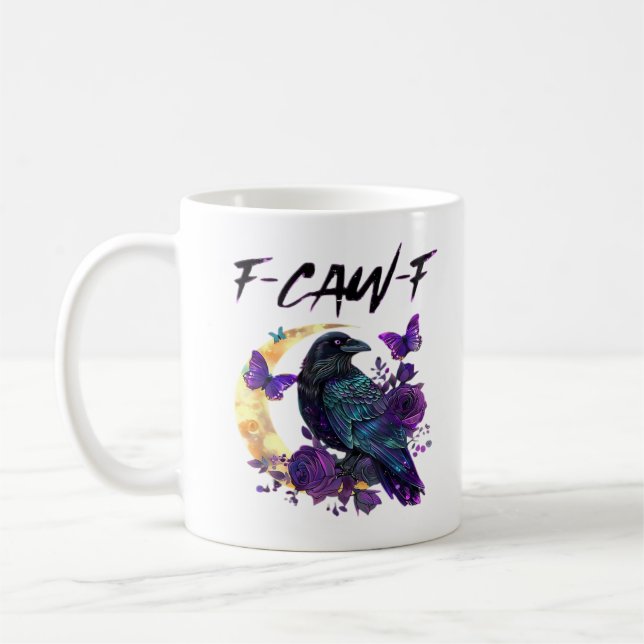 Taza De Café Crow F-Caw-F Funny Bird F-Caw-F Moon Gothic Adult (Izquierda)