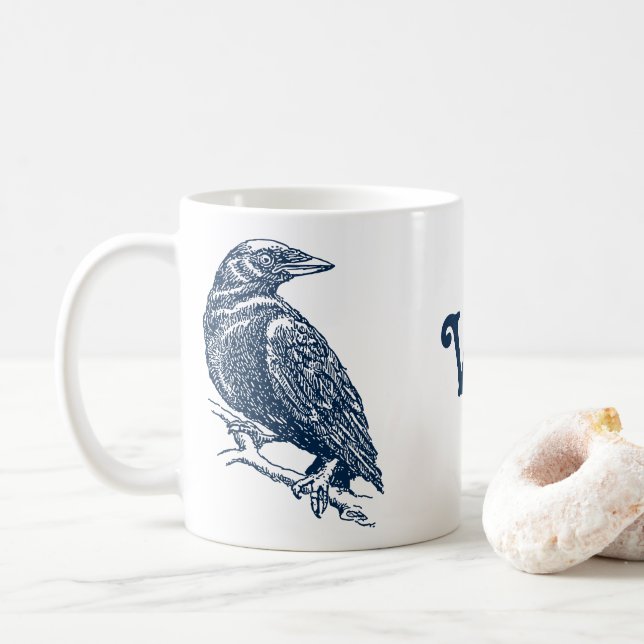 Taza De Café Crow Ilustracion Mug (Con donut)