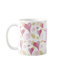 Crown Heart Pink Watercolor Monogramado