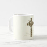 Taza De Café Cruce con paloma y corazón religioso<br><div class="desc">Primera comunión sagrada o tu evento religioso,  Cruzar con paloma y corazón,  Añadir nombre y fecha,  puedes cambiar todo el texto,  Mug</div>