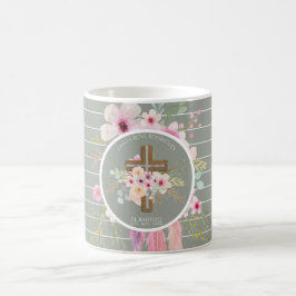 Taza De Café Cruce floral rosa Sage BAUTIZO Bautismo Bautismo