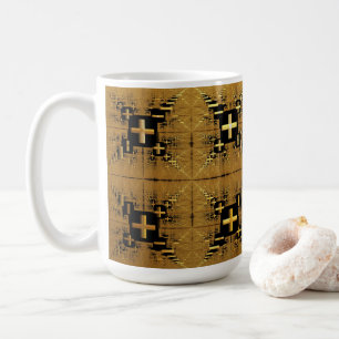 Taza De Café Cruces fractales doradas