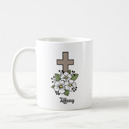 Taza De Café Cruces y Flores Personalizadas 