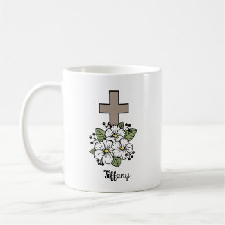Taza De Café Cruces y Flores Personalizadas