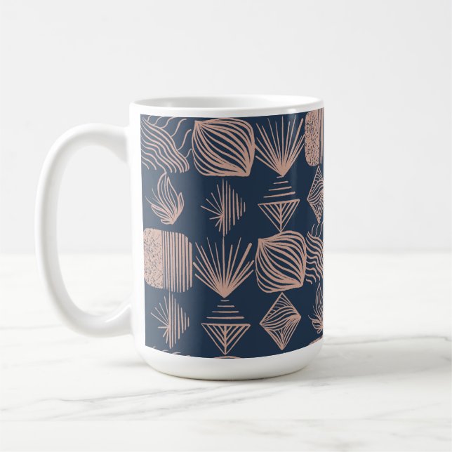 Taza De Café Crudo trapo tribal caribeño: Azul marino, rosa (Izquierda)