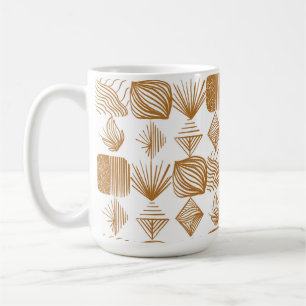 Taza De Café Crudo trapo tribal caribeño: oro, blanco
