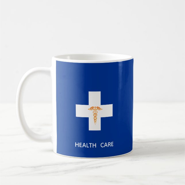 Taza De Café Cruz Blanca de Atención de Salud, Caducto Dorado e (Izquierda)