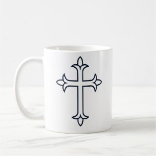 Taza De Café Cruz Cristiana Clásica Arte Minimalista Fino