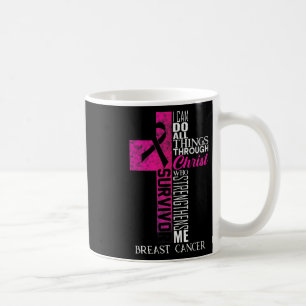 Taza De Café Cruz cristiana de Cáncer de Mama Cinta