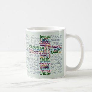 Taza De Café Cruz de Arte de Palabra Religiosa Cristiana