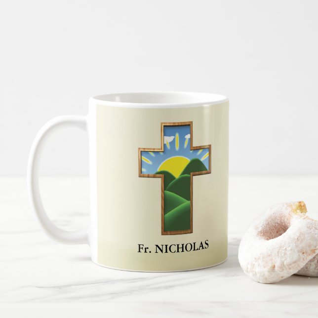 Taza De Café Cruz de Cumpleaños Personalizada (Con donut)