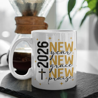 Taza De Café Cruz de Escritura personalizada del Año Nuevo Cris